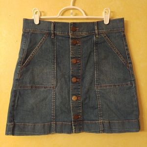 LOFT Button Front Denim Skirt